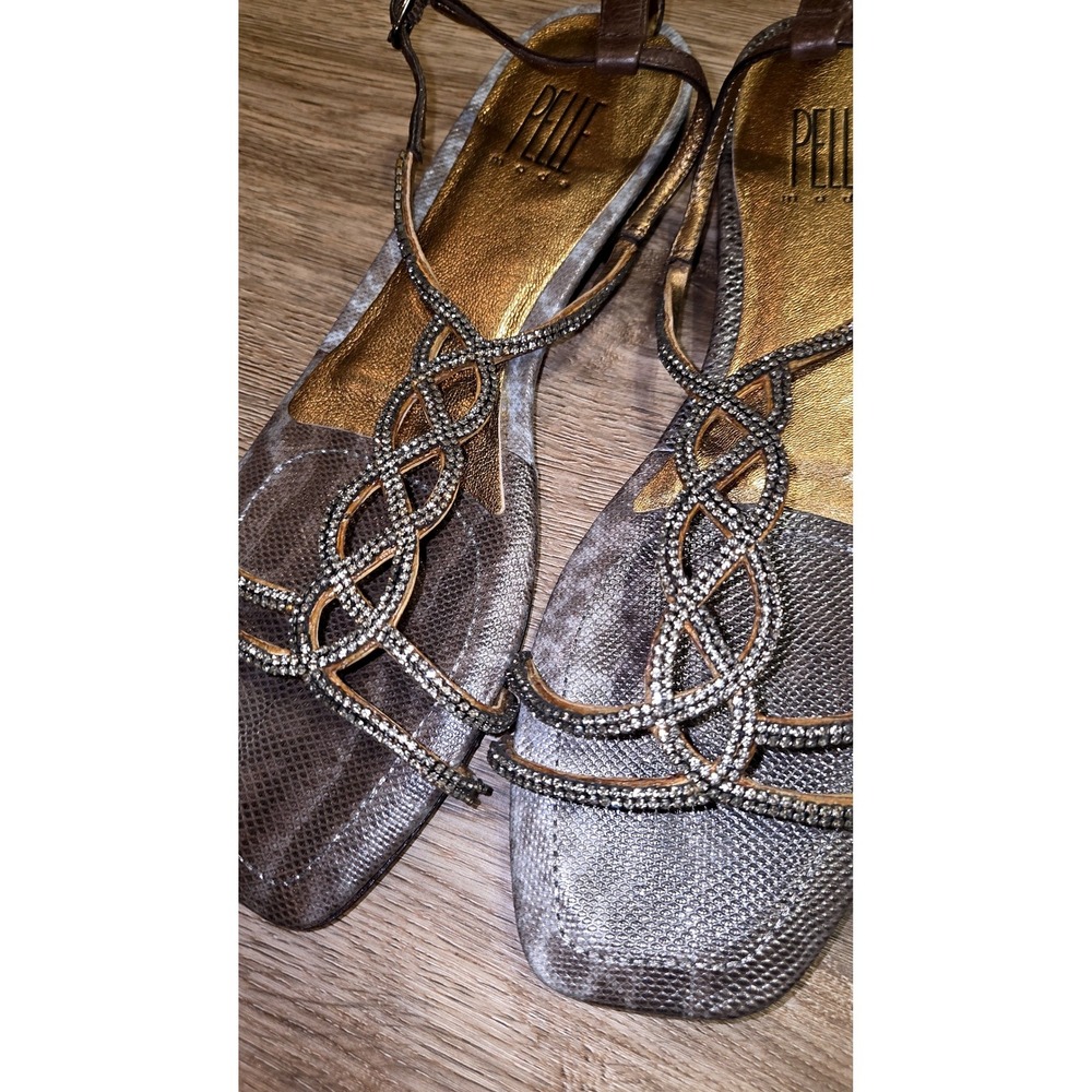 PELLE Moda 9M Jeweled Beaded Sandals Flats Strappy Sling-backs leather shoes - Picture 3 of 8